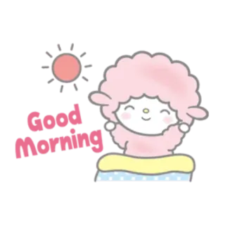 🌞 79363e52 Good Morning cừu, buổi sáng, mặt trời, dễ thương, kawaii telegram sticker