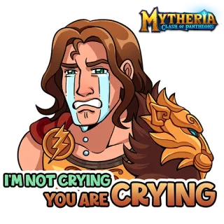 😭 6cbee5f1 Mytheria: Clash of Pantheons I'M NOT CRYING YOU ARE CRYING ร้องไห้, การ์ตูน, วิดีโอเกม, อารมณ์, เศร้า, Mytheria, Clash of Pantheons telegram sticker