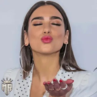 🍓 74b897dc mulher, celebridade, beijo, retrato, Dua Lipa, cantora telegram sticker