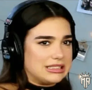 🍓 a98bb20f Dua Lipa cantora, celebridade, mulher, fones de ouvido, estrela pop telegram sticker