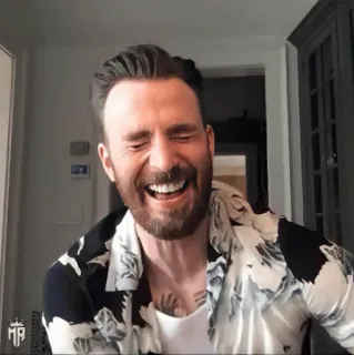 🇺🇸 09178161 Chris Evans celebrity, actor, man, laughing, portrait telegram sticker