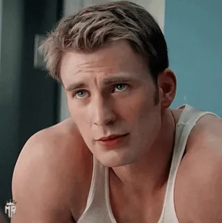🇺🇸 2df2facd Steve Rogers man, Chris Evans, actor, Steve Rogers, Marvel character, portrait, tank top telegram sticker