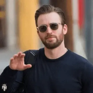 🇺🇸 644bc67c Chris Evans actor, celebrity, man, glasses, beard, portrait telegram sticker