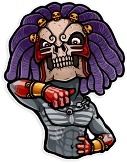 💀 a08ebb30 หัวกะโหลก, โครงกระดูก, นักรบ, แฟนตาซี, ชนเผ่า, ชี้, สัตว์ประหลาด telegram sticker