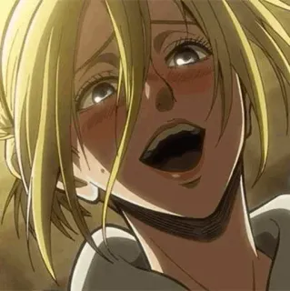🤤 2051d27d Attack on Titan Anime, Dibujos animados, Animación, Expresión facial, Femenino, Personaje, Rubia telegram sticker