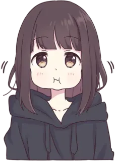 🥲 6ceaae1c Anime, Chica, Linda, Dibujo animado, Sudadera con capucha, Pelo castaño, Chibi telegram sticker
