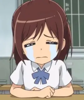 😭 c8656eea anime, llorando, triste, chica, uniforme escolar telegram sticker