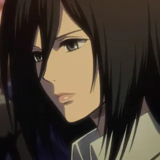 🥀 00c14196 Mikasa Ackerman Attack on Titan Anime, Gadis, Karakter, Rambut hitam, Potret telegram sticker