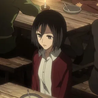 🗡 70b2a795 Mikasa Ackerman Attack on Titan mikasa ackerman, attack on titan, karakter anime, anime, karakter wanita, serius telegram sticker