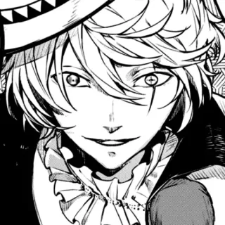 😡 0df9973e Аниме, Манга, Черно-белое, Шляпа, Персонаж, Портрет telegram sticker