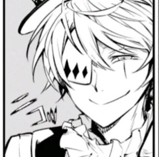 🌟 fc92344c Nikolai Gogol Bungou Stray Dogs Аниме, Манга, Злодей, Клоун, Шляпа telegram sticker