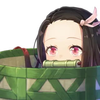 😶 03e3dbb3 Nezuko Kamado Demon Slayer อนิเมะ, มังงะ, เนซึโกะ, ปีศาจ, ตะกร้า telegram sticker