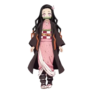😌 043c942a Nezuko Kamado Demon Slayer อนิเมะ, เนซึโกะ, ปีศาจ, ผู้หญิง, กิโมโน telegram sticker