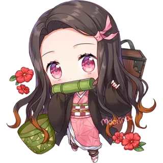 ☺️ 3c7b560e Nezuko Kamado Demon Slayer อนิเมะ, มังงะ, เนซึโกะ, ปีศาจ, นักล่าอสูร, จิบิ telegram sticker