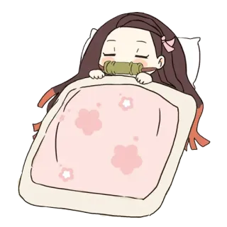 😴 44c55dce Nezuko Kamado Demon Slayer อนิเมะ, เนซึโกะ, ปีศาจ, หลับ, น่ารัก telegram sticker
