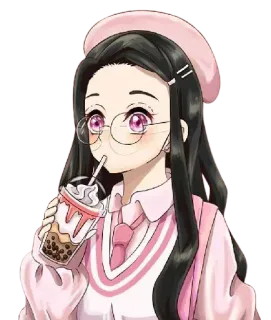 😏 ce87c6c3 Nezuko Kamado Demon Slayer อนิเมะ, เนซึโกะ, คามาโดะ, ดาบพิฆาตอสูร, ชานมไข่มุก, คาวาอิ, น่ารัก telegram sticker