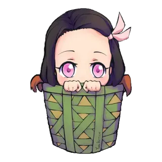 😶 db604d66 Nezuko Kamado Demon Slayer อนิเมะ, เนซึโกะ, ดาบพิฆาตอสูร, น่ารัก, ตะกร้า telegram sticker