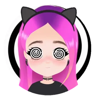 😵‍💫 6256daeb Anime, Gadis, Telinga kucing, Hipnotis, Rambut ungu, Imut telegram sticker