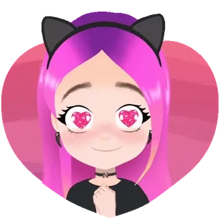 ❤️ 9484e546 Anime, Gadis, Telinga kucing, Mata hati, Rambut pink, Kartun, Imut telegram sticker