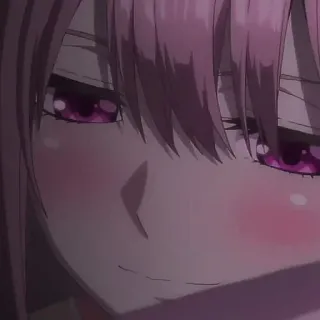 🦊 037f9402 Anime, Lucu, Gadis, Rambut pink, Mata ungu, Merona, Manga, Karakter whatsapp sticker