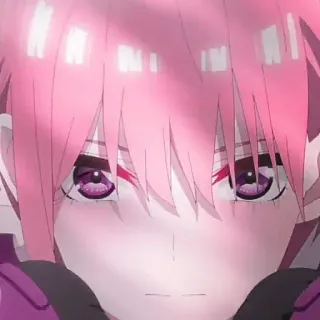 🦊 6e9ae6d5 anime, gadis, rambut merah muda, mata ungu whatsapp sticker