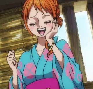 🧡 356a9e06 Nami One Piece Anime, Charakter, One Piece, Nami, Cartoon, lächelnd, weiblich telegram sticker