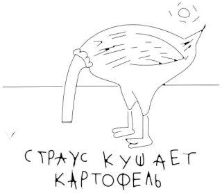 😔 7bceba2e СТРАУС КУШАЕТ КАРТОФЕЛЬ ostrich, potato, eating, animal, bird, funny whatsapp sticker