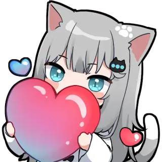 ❤️ 17698589 Anime, Katmeisje, Hart, Schattig, Kawaii telegram sticker