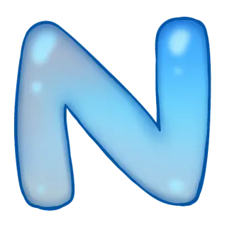 🐱 7284674a N Letter N, Alfabet, Blauw, Bubble letter, Kleine letter, Lettertype telegram sticker