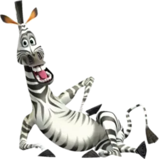 😀 aacbbc66 Marty Madagascar zebra, kreskówka, zwierzę, śmieszne, siedzący telegram sticker