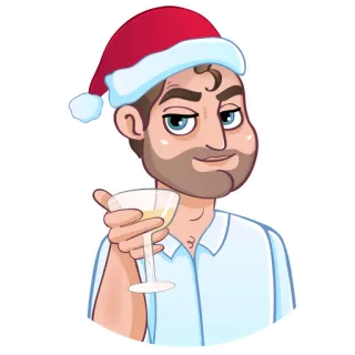 🎅 84455229 man, santa hat, christmas, cocktail, drink, party, celebration whatsapp sticker