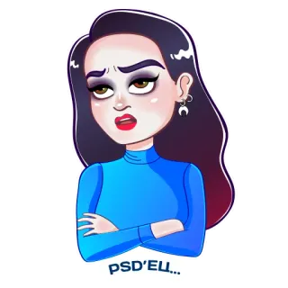 🙄 ff5e8ac0 psd'EU... woman, cartoon, sticker, illustration, blue, attitude whatsapp sticker