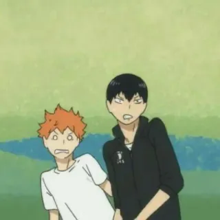 😒 21022e4a Hinata Shoyo Haikyuu!! Anime, Haikyuu, Hinata Shoyo, Kageyama Tobio, Schockiert, Volleyball, Charakter telegram sticker
