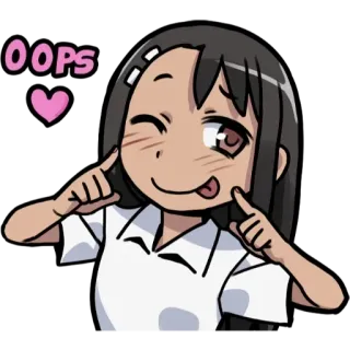 😅 c55df70b OOPS Anime, Schattig, Meisje, Knipogen, Oeps, Hart whatsapp sticker