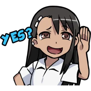 💁‍♀️ efba34cb YES? anime meisje, vraag, schattig, glimlachend, vrolijk whatsapp sticker