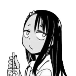 🖤 69b16cea Nagatoro Ijiranaide, Nagatoro-san anime, manga, girl, drink, smug telegram sticker
