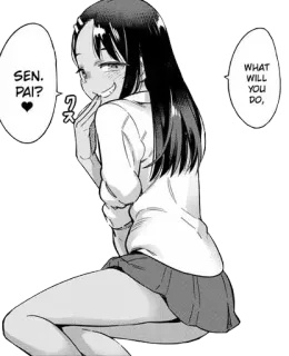🖤 888f5f88 Nagatoro Don't Toy With Me, Miss Nagatoro Senpai? What will you do, anime, nagatoro, senpai, cute, manga telegram sticker