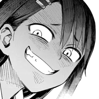 🖤 a6db1206 Nagatoro Don't Toy with Me, Miss Nagatoro anime, nagatoro, smile, smug, manga, black and white telegram sticker