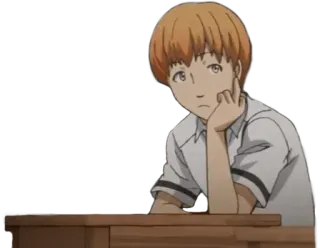 😒 1480edda Anime, Menino, Estudante, Pensando telegram sticker