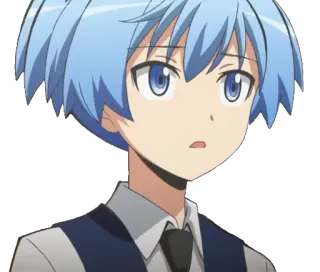 😔 266634a9 Nagisa Shiota Assassination Classroom Anime, Personagem, Mangá, Nagisa Shiota, cabelo azul telegram sticker
