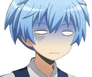 😨 397de96f Nagisa Shiota Assassination Classroom anime, mangá, expressão facial, nervoso, preocupado telegram sticker