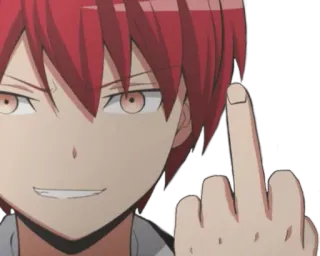 🖕 faa1a6a2 Karma Akabane Assassination Classroom Anime, Dedo do meio, Ofensivo, Karma Akabane, Assassination Classroom telegram sticker