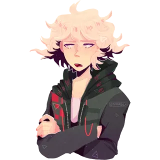 😒 2eafa93b Nagito Komaeda Danganronpa Аниме, Мультфильм, Персонаж, Цифровое искусство telegram sticker