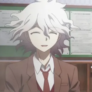 😅 49474591 Nagito Komaeda Danganronpa 动漫, 弹丸论破, 狛枝凪斗, 白发, 角色 whatsapp sticker