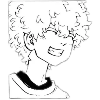 😃 53ecc9c6 Аниме, Манга, Мультфильм, Персонаж, Кудрявые волосы, Улыбка telegram sticker