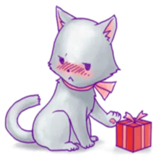 🎁 1211b1d7 Katze, süß, Geschenk, Tier, Schleife, kawaii, Geschenk, Katzenartig whatsapp sticker