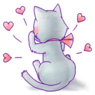 ❤ 2c6c48a8 Katze, Herz, süß, erröten, Tier, kawaii whatsapp sticker