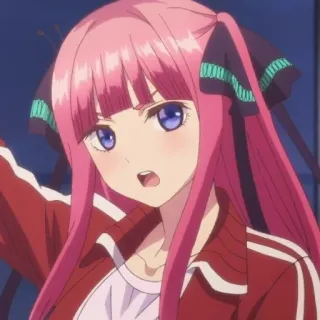 📱 fdc2d6e8 Nino Nakano The Quintessential Quintuplets Anime, pelo rosa, personaje, chica, Nino, Nakano whatsapp sticker