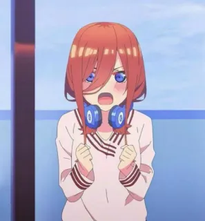 💙 28dbb817 Miku Nakano The Quintessential Quintuplets アニメ, ミク, ヘッドホン, 可愛い, 女の子 telegram sticker