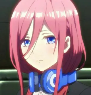 💙 46890092 Miku Nakano The Quintessential Quintuplets アニメ, 女の子, ヘッドホン, 漫画 telegram sticker